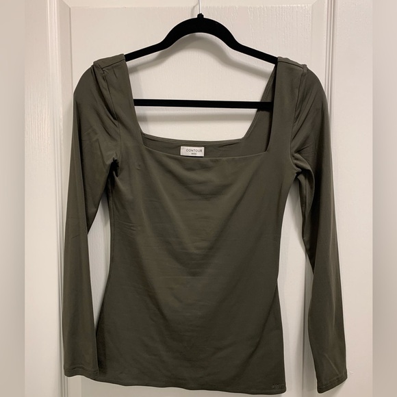 Aritzia Original Contour Squareneck Hip Longsleeve (in Olive Green) - Picture 5 of 8